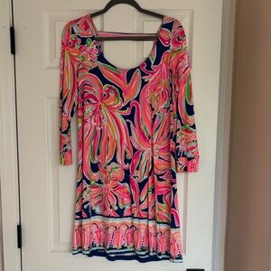 Lilly Pulitzer Pink and Blue Floral Dress, Size S